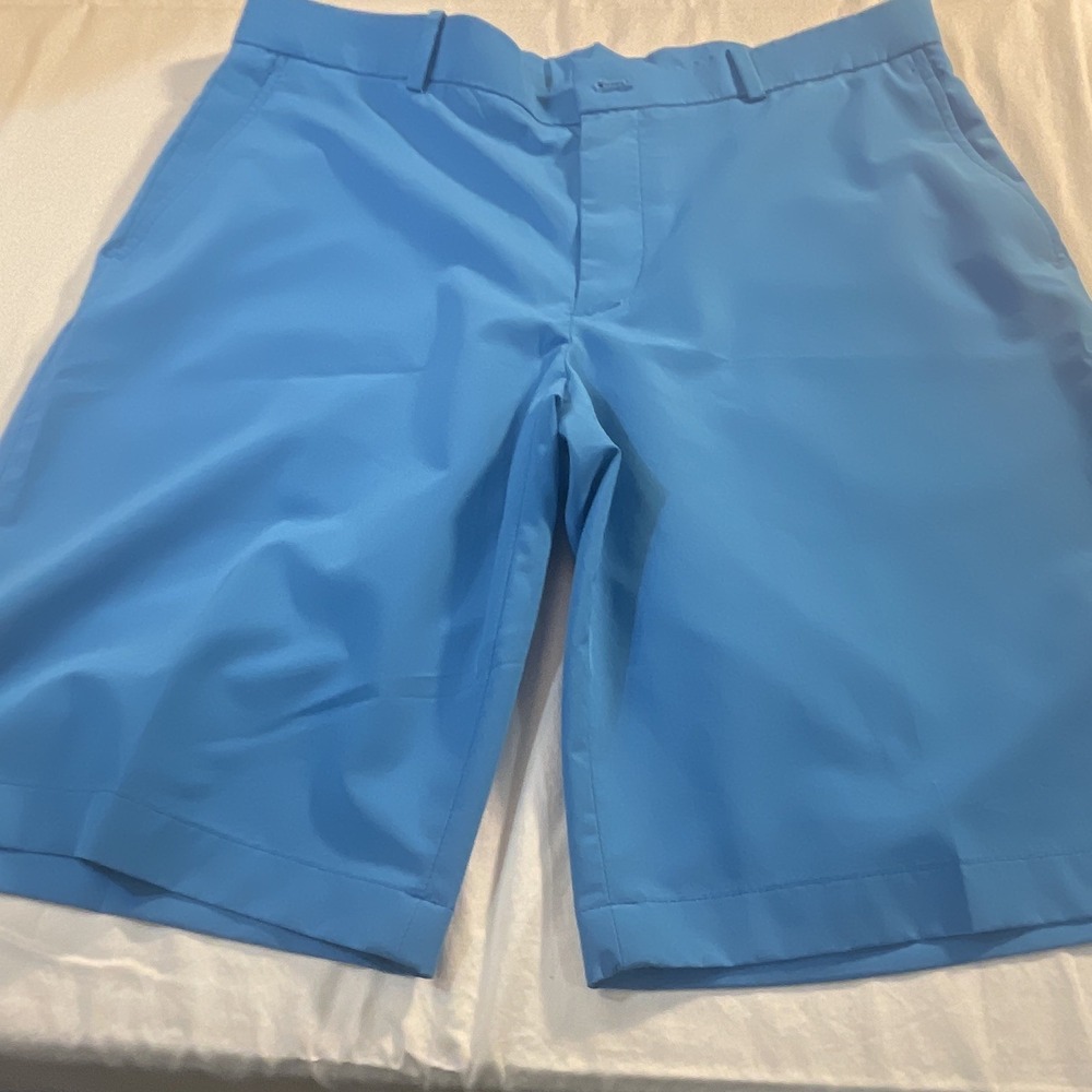 Slazenger Men's Blue Golf Shorts Regular Fit Flat Front Polyester 10" Inseam Su…